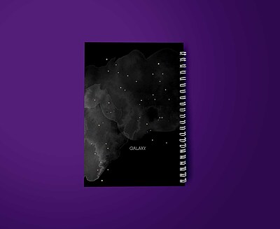 دفتر یادداشت مشکی با طرح کهکشانی و ستاره ها