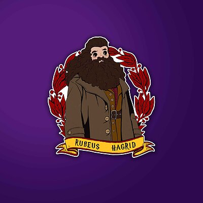 استیکر لپ تاپ هاگرید در دست
