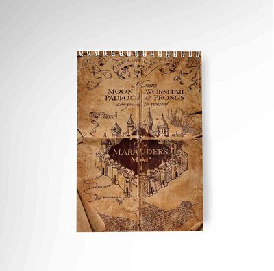 دفتر یادداشت با طرح نقشه غارتگر