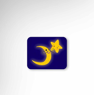 استیکر لپ تاپ از طرح تصویرسازی شده ماه و ستاره ی فانتزی
