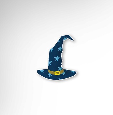 استیکر لپ تاپ کلاه جادوگری با ستاره های آبی